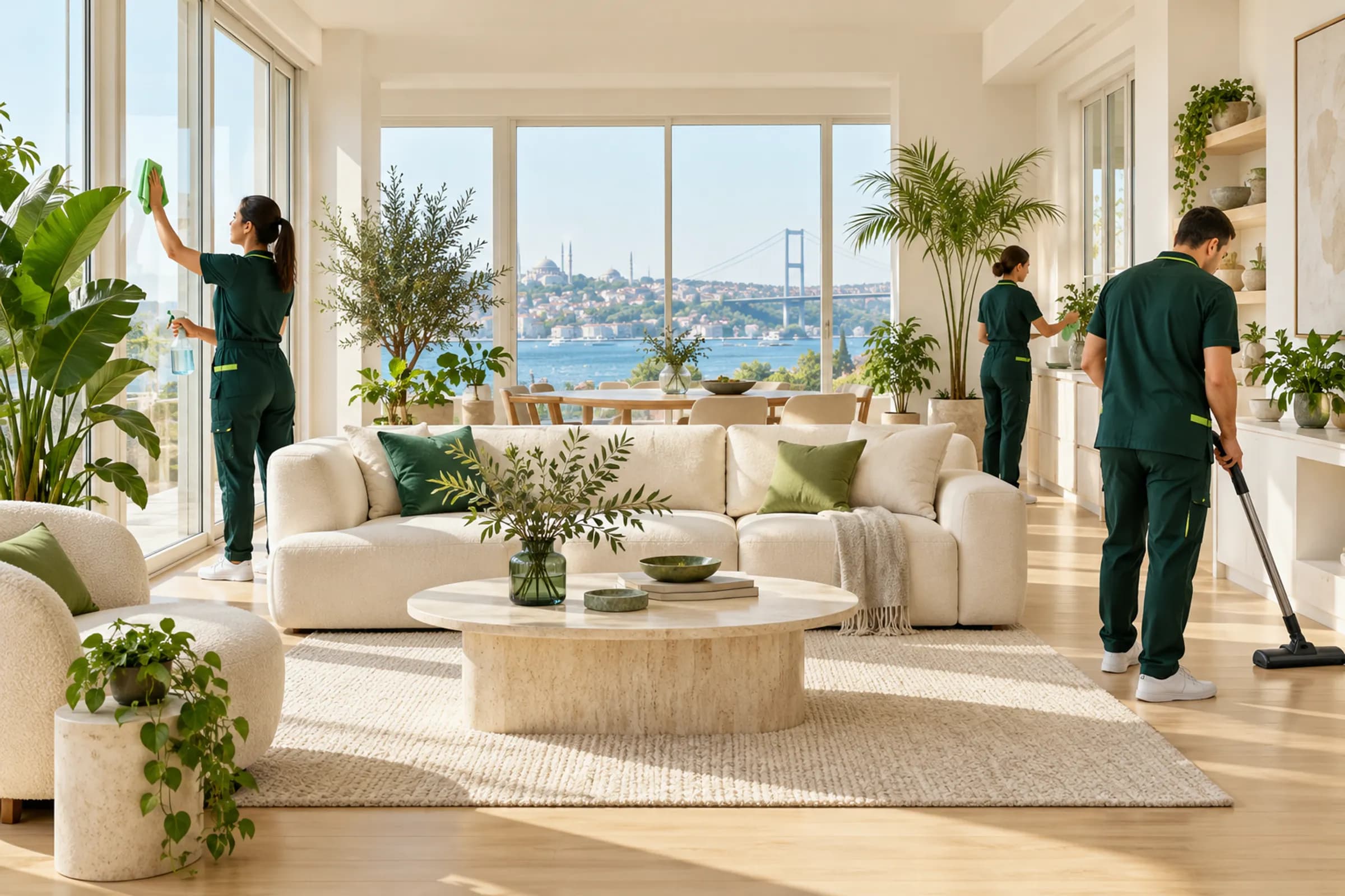 Tadilat sonrası temizlenmiş ferah oturma odası